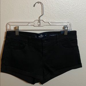 Black Denim Low Rise Shorts